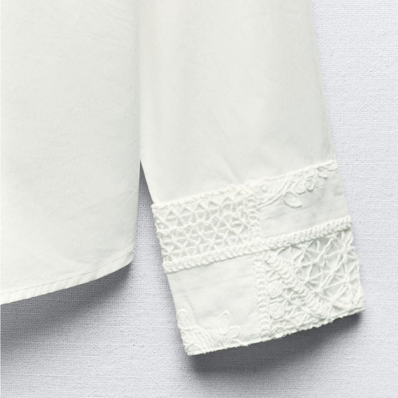 POPLIN SHIRT WITH LACE POCKET SIZE M - Picture 6 of 6